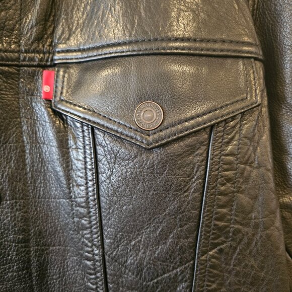 LEVI STRAUSS REAL Cowhide LEATHER Truckers Jacket - Picture 3 of 8